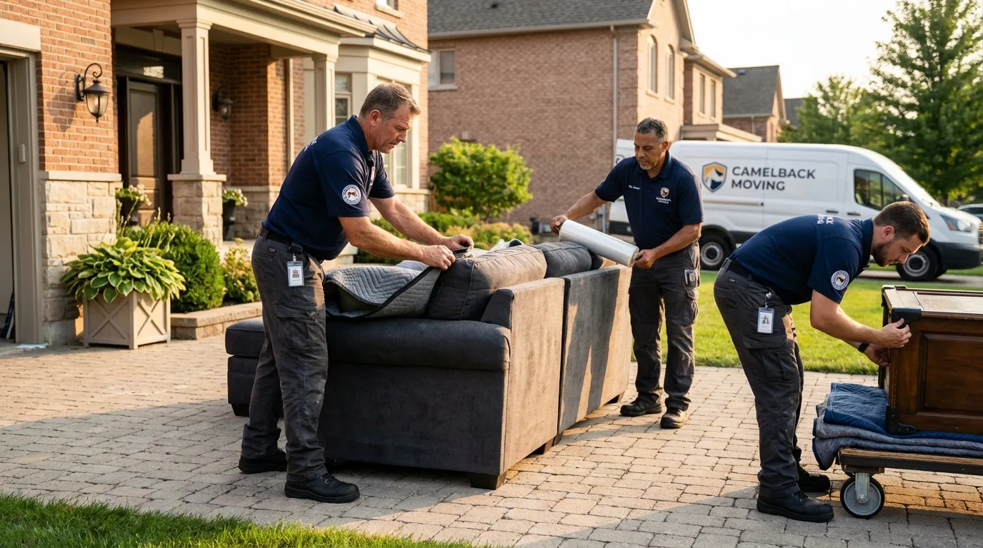 Large estate moving crew wrapping furniture in Brownsville, KY